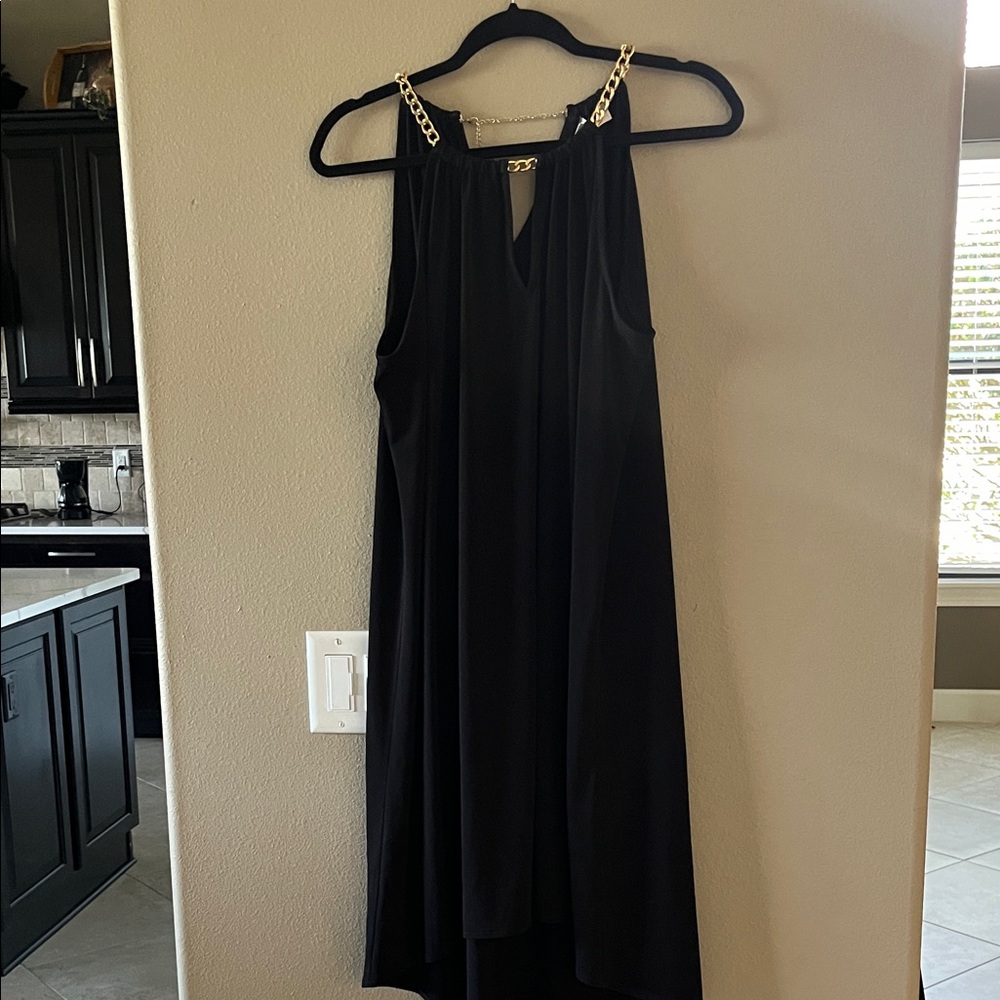 MICHAEL Michael Kors Black High-Low Chain-Detail Dress